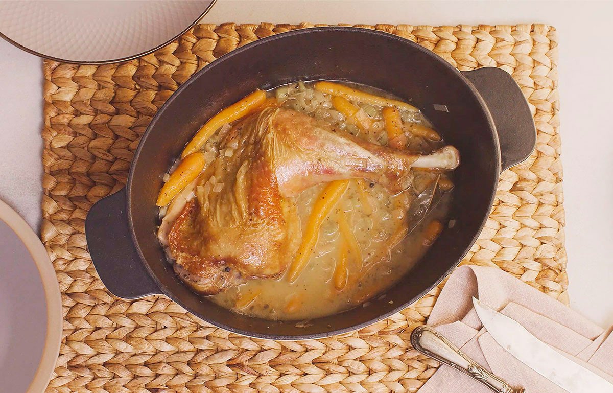 Receta pierna de pavo Procavi braseada con zanahorias tiernas Receta pierna de pavo Procavi braseada con zanahorias tiernas